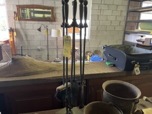 5 PIECE FIREPLACE TOOL SET WITH STANDS