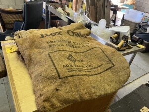 LOT ASSORTED BURLAP BAGS - REX OATS, ETC