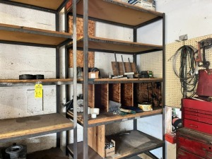 METAL SHELVES WITH CONTENTS - APPROXIMATELY 8' TALL