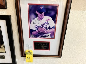 FRAMED AUTOGRAPHED PICTURE - NOLAN RYAN - 19X14 (CERTIFICATE OF AUTHENTICITY)