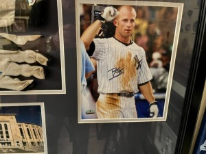AUTOGRAPHED PICTURE & BATTING GLOVES - BRETT GARDNER (CERTIFICATE OF AUTHENTICITY)