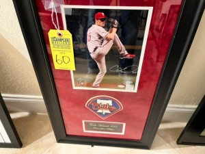 FRAMED AUTOGRAPHED PICTURE - COLE HAMELS (CERTIFICATE OF AUTHENTICITY)