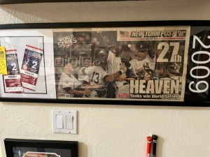 FRAMED PICTURE - 2009 YANKEES WORLD SERIES WITH TICKET STUBS