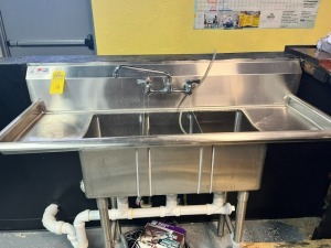 TRIPLE STAINLESS STEEL SINK WITH FAUCET - 54'' WIDE