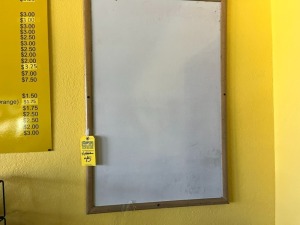 WHITE BOARD WITH ERASER, CLEANER & MARKERS - 36''x24''