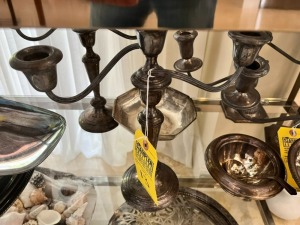 SILVER CANDLEABRAS WITH 3 CANDLES