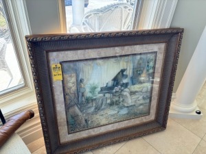 ARTWORK - PIANO - SIGNED - NUMBERED - GOLD FRAME - 45x39