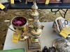 ASSORTED PIECES - 1- BRASS CHALLICE / 2- ASSORTED BRASS & METAL DECOR - 2