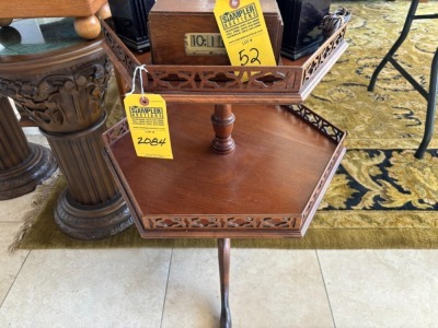 WOOD TABLE WITH WITH 2 TIER - HEXAGON SHAPE