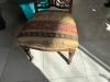 ANTIQUE ORIENTAL WOOD CHAIR WITH FABRIC CUSHIONS - 2