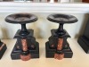 WOOD & MARBLE CANDLE HOLDERS - 2