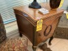 ANTIQUE WOOD END TABLE WITH CABINET - 2