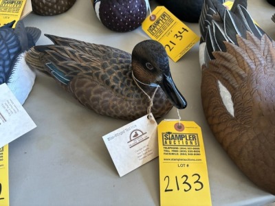 DUCK DECOY - JULES A BOUILLET - AUTHENTIC - HAND CARVED / HAND PAINTED - BLUE WINGED TEAL HEN