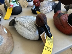 DUCK DECOY - JULES A BOUILLET - AUTHENTIC - HAND CARVED / HAND PAINTED - CANVAS BACK