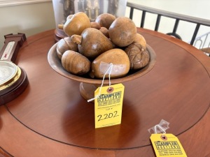 WOOD BOWL WITH WOOD FRUIT