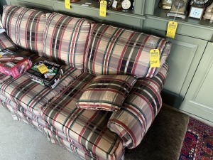 RED, WHITE & BURGUNDY PATTERN SOFA