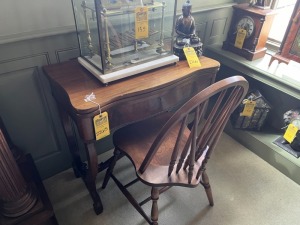 WOOD DESK WITH STORAGE & WOOD CHAIR