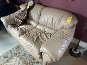 BEIGE LEATHER LOVE SEAT