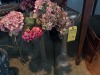 GLASS VASES - 1- WITH FLOWERS - 18'' TALL