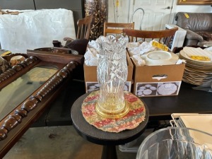 GLASS PIECES - 2- HOLDERS / 1- VASE