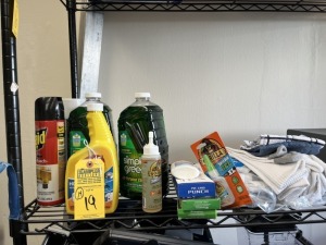 ASSORTED CLEANING SUPPLIES, GLUE, SOCKS, ETC (MOST NEW)