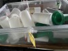 ASSORTED PLASTIC BOTTLES WITH POUR TOPS