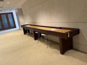 WOOD SHUFFLE BOARD TABLE - 16' ***BUYER MUST REMOVE 2 LOGOS PRIOR TO REMOVAL***