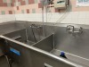 STAINLESS STEEL POT WASHING STATION WITH WASTE DISPOSER - 82''x96''x128''x92'' ***BUYER MUST SHUT OFF WATER PRIOR TO REMOVAL AND CAP LINES***