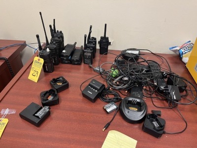 ASSORTED WALKIE TALKIES (SOME WITH CHARGERS & HEADSETS)