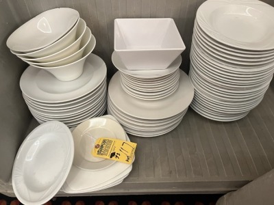 ASSORTED WHITE PLATES & BOWLS