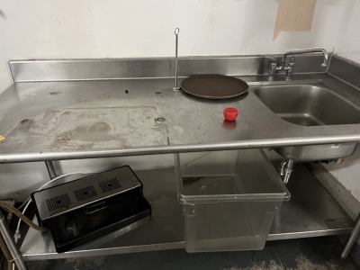 STAINLESS STEEL TABLE WITH SINK - 6' ***BUYER MUST SHUT OFF WATER PRIOR TO REMOVAL AND CAP LINES***