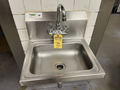 STAINLESS STEEL HAND SINK ***BUYER MUST SHUT OFF WATER PRIOR TO REMOVAL AND CAP LINES***