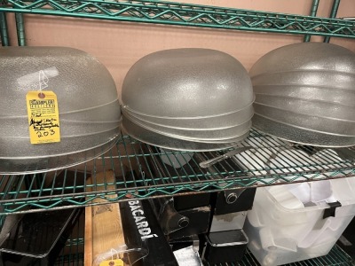 LOT LARGE PLASTIC BOWLS WITH GARNISH, CADDIES & MORE