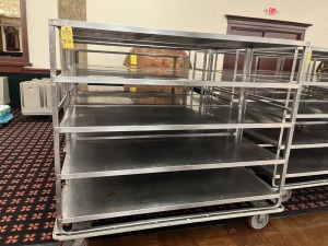 ALUMINUM ROLLING RACKS WITH 4 SHELVES - 6' LONG