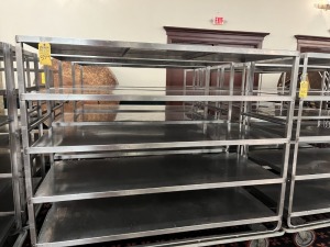 ALUMINUM ROLLING RACKS WITH 4 SHELVES - 6' LONG