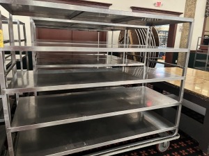 ALUMINUM ROLLING RACKS WITH 4 SHELVES - 6' LONG