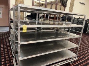 ALUMINUM ROLLING RACKS WITH 4 SHELVES - 6' LONG