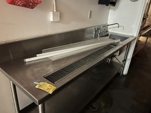 STAINLESS STEEL SINK TABLE WITH DRAINS - 6' ***BUYER MUST SHUT OFF WATER PRIOR TO REMOVAL AND CAP LINES***