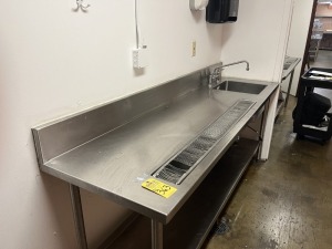 STAINLESS STEEL TABLES WITH SINK & DRAIN ***BUYER MUST SHUT OFF WATER PRIOR TO REMOVAL AND CAP LINES***