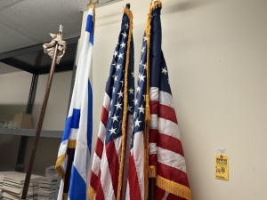 ASSORTED FLAGS WITH POLES