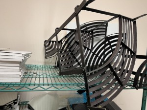 METRO RACK WITH CONTENTS - MIRROR, WROUGHT IRON PIECES, ETC