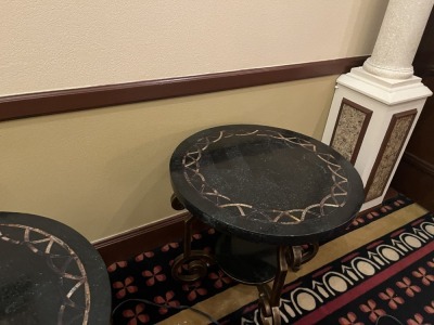 ROUND STONE LOOK END TABLES - 26''