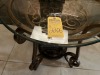 ROUND GLASS & WROUGHT IRON END TABLE - 24'' - 2