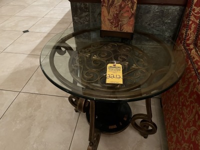 GLASS & WROUGHT IRON END TABLES