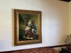 LARGE FRAMED ARTWORK - 3 FLOWERS / 1 LADY & MAN IN GARDEN - 3