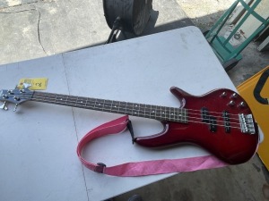 IBANEZ GIO SOUNDGEAR ELECTRIC BASS GUITAR WITH PINK STRAP