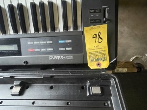 ROLAND JUNO-2 JU2 KEYBOARD WITH ELECTRIC ADAPTER, THRUSTMASTER & HARD CASE - SERIAL No. 681125 (GOOD CONDITION)