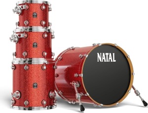 Natal KMA-UF22-RE1 Maple Originals US Fusion 22 Shell Pack 4 Piece Drum Set --- 10'' x 8'' Rack Tom / 12'' x 9'' Rack Tom / 16'' x 16'' Floor Tom / 22'' x 18'' Bass Drum - Red Sparkle Finish (New) (Retail Price $1,949.99)