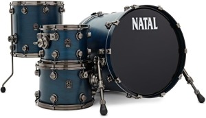 Natal KWN-UF22-BCB1 Walnut Originals Fusion 22 Shell Pack 4 Piece Drum Set --- 10'' x 8'' Rack Tom / 12'' x 9'' Rack Tom / 16'' x 16'' Floor Tom / 22'' x 18'' Bass Drum - Cerulean Blue Finish (New) (Retail Price $2,699.99)