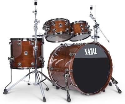 Natal KWN-UFX-BNW1 Walnut Originals US Fusion X Shell Pack 4 Piece Drum Set --- 10'' x 6.5'' Rack Tom / 12'' x 7'' Rack Tom / 16'' x 14'' Floor Tom / 22'' x 18'' Bass Drum - Natural Walnut Finish (New) (Retail Price $2,599.99)